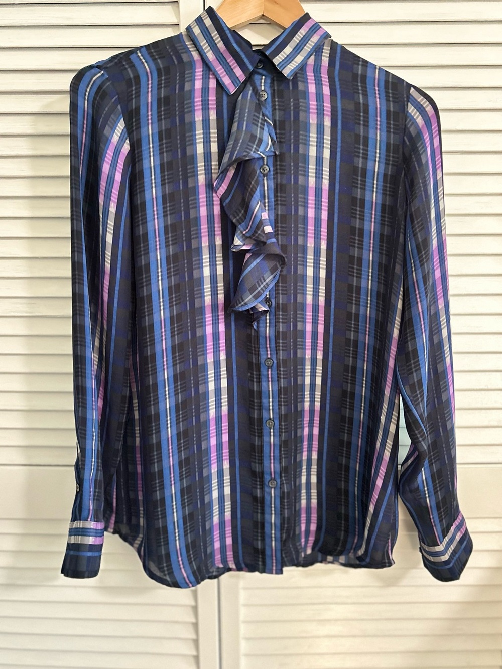 Banana Republic Plaid Ruffle Front Dillon Button Up Blouse
Size S